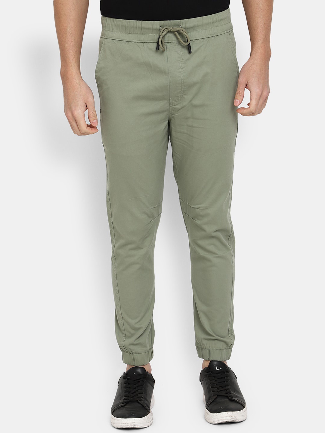 

V-Mart Men Twill Straight-Fit Cotton Joggers, Green