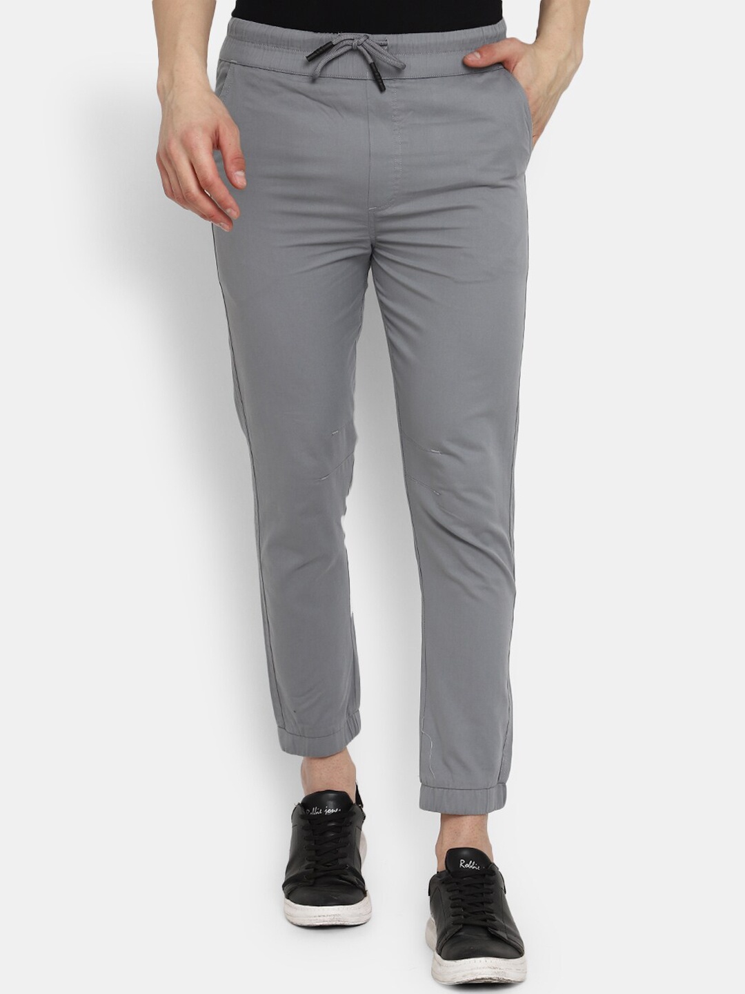 

V-Mart Men Straight Fit Cotton Track Pants, Grey