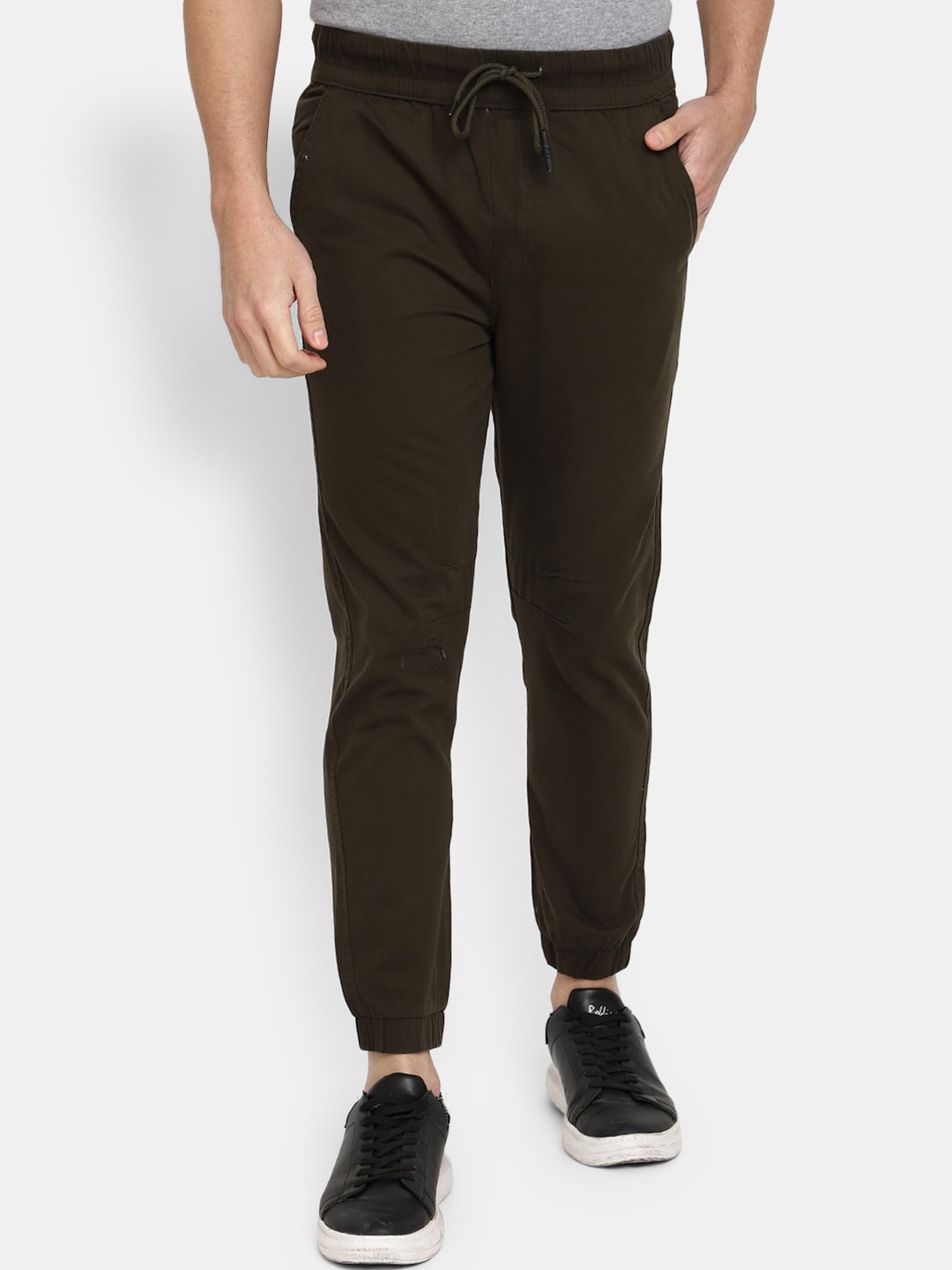 

V-Mart Men Mid-Rise Cotton Jogger, Olive