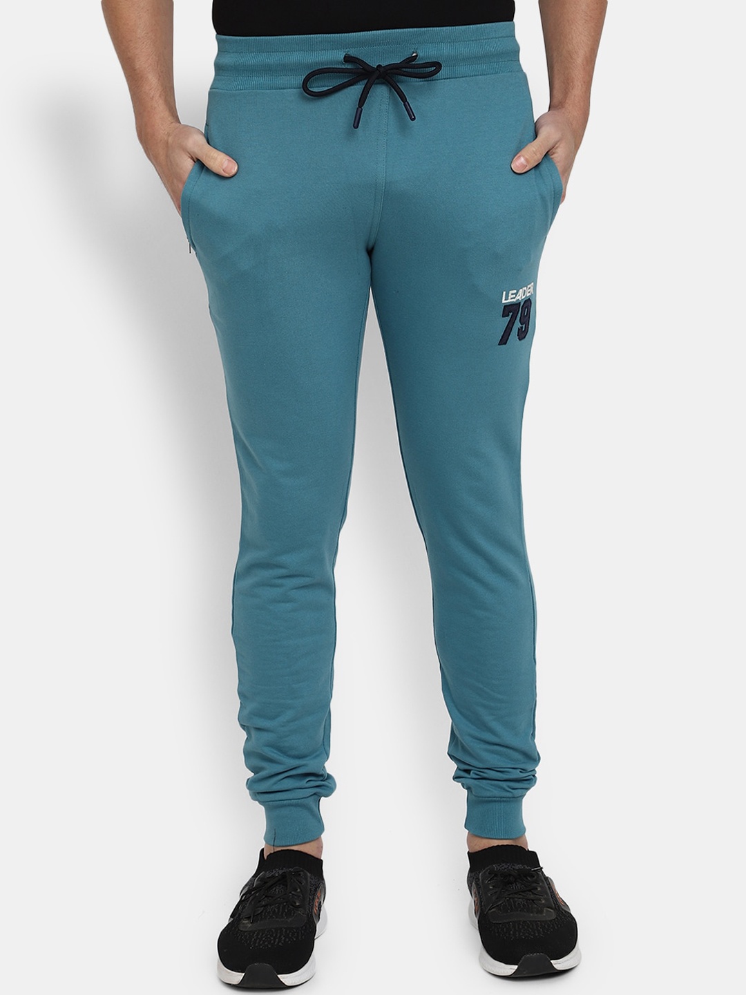 

V-Mart Men Mid Rise Straight-Fit Cotton Terry Joggers, Teal