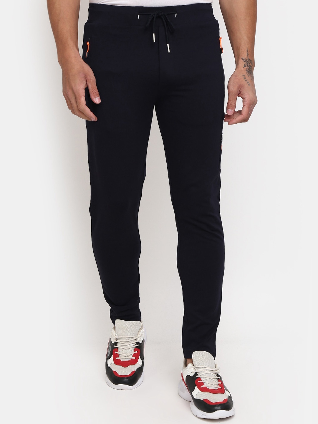 

V-Mart Men Mid Rise Cotton Track Pants, Navy blue