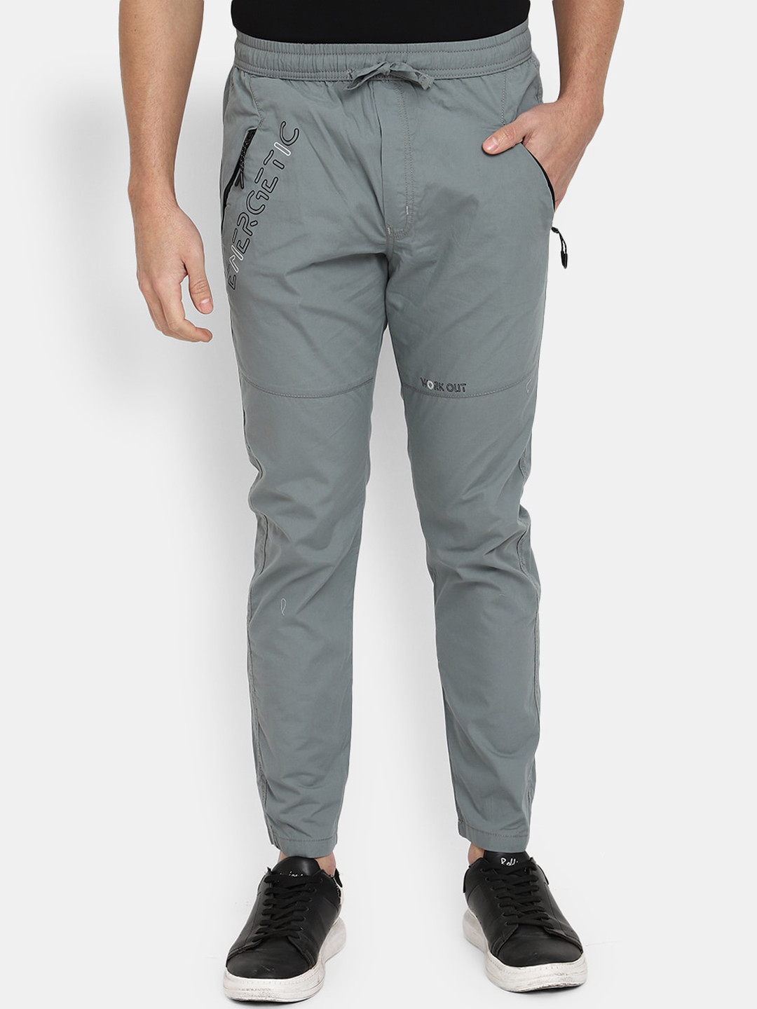 

V-Mart Men Mid-Rise Cotton Twill Track Pant, Grey