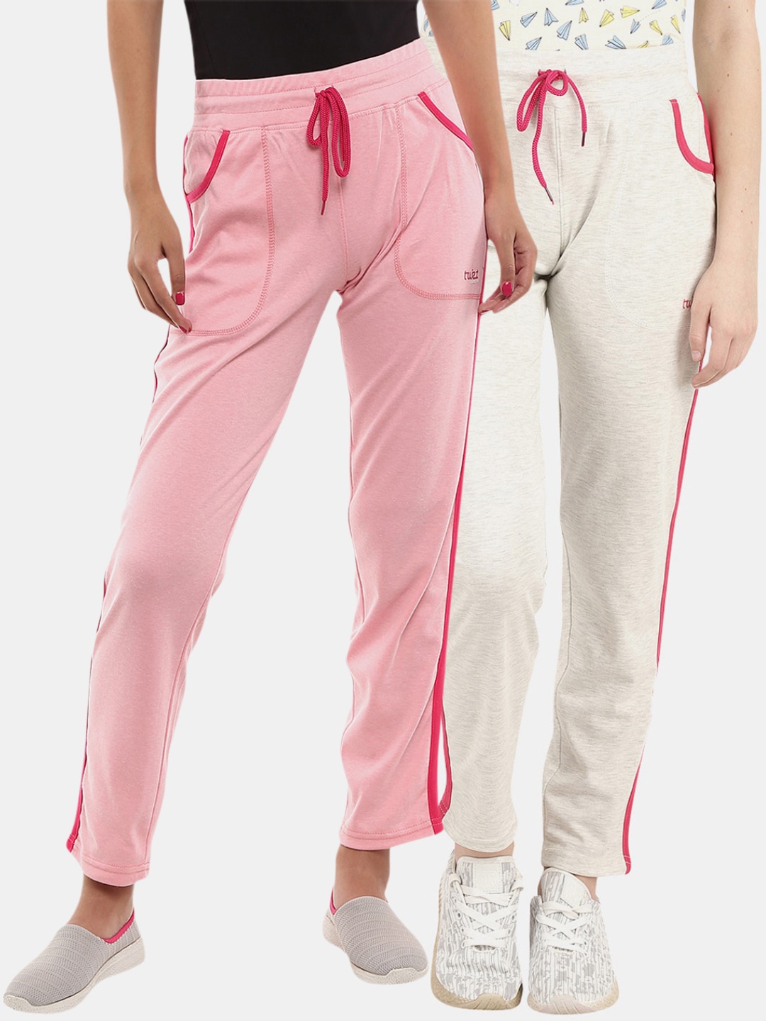 

V-Mart Women Pack Of 2 Side Panel Detail Mid-Rise Track Pants, Pink