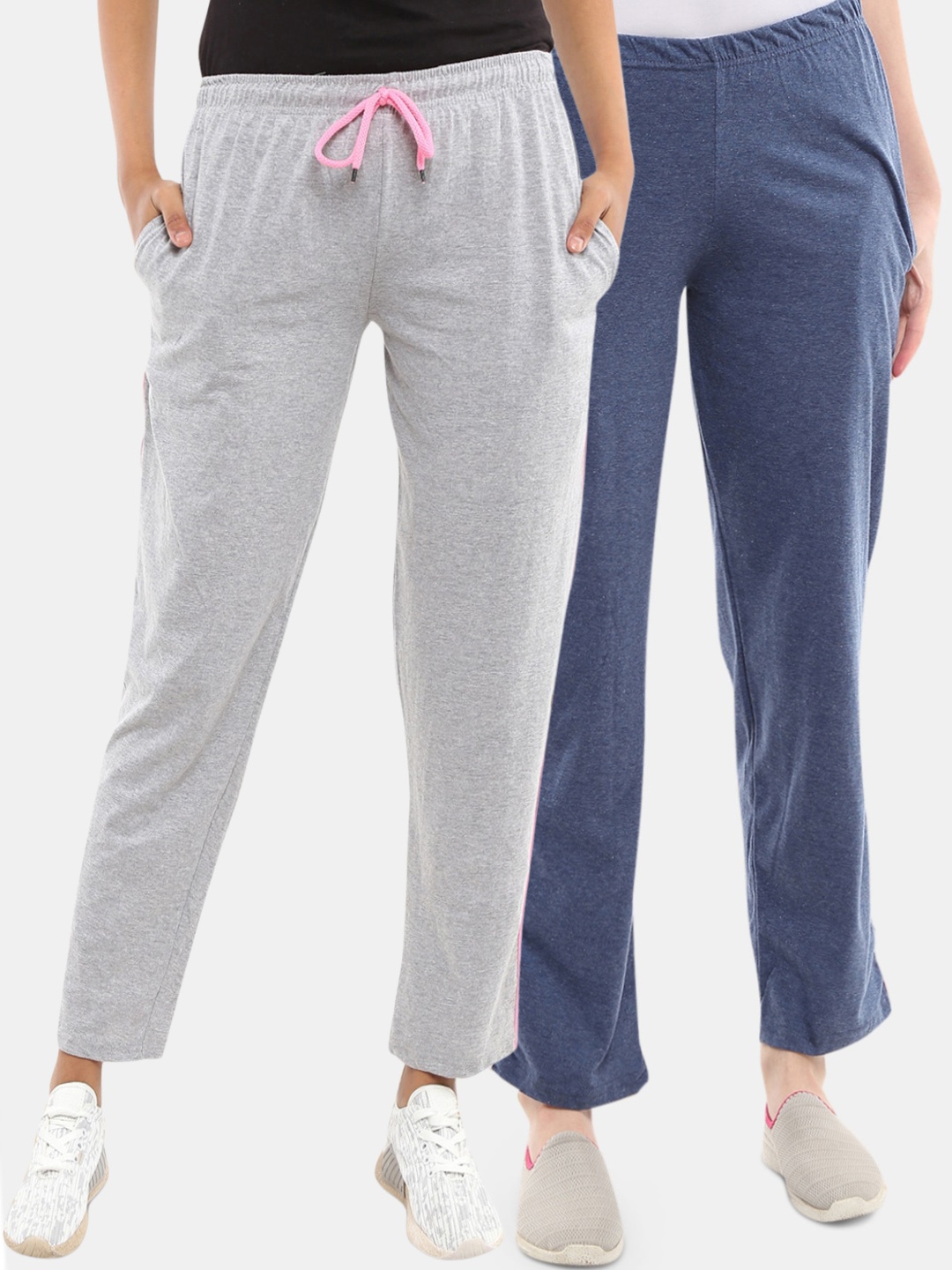 

V-Mart Women Pack Of 2 Mid-Rise Track Pant, Grey