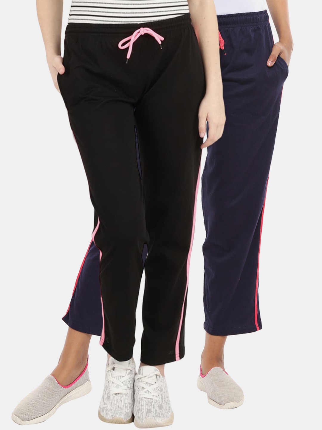 

V-Mart Women Mid-Rise Western Jersey Track Pants, Navy blue