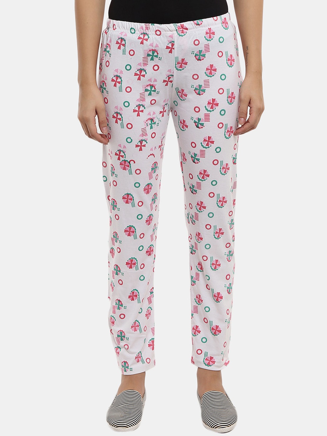 

V-Mart Women Printed Cotton Lounge Pants, White