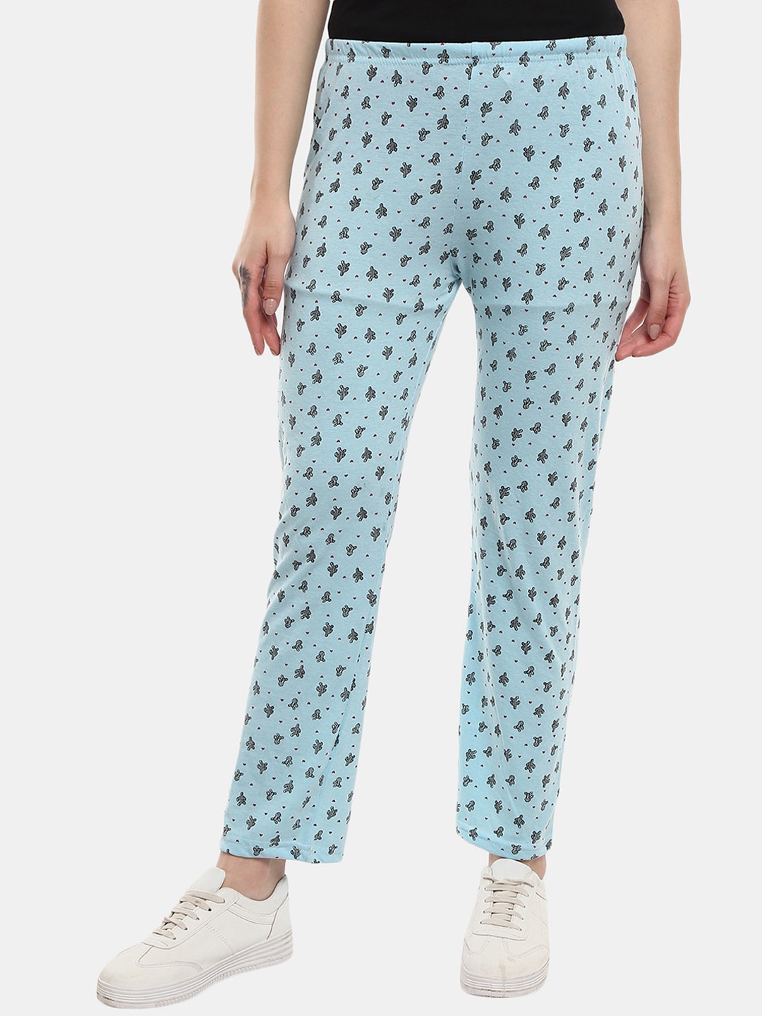 

V-Mart Women Printed Cotton Track Pant, Blue