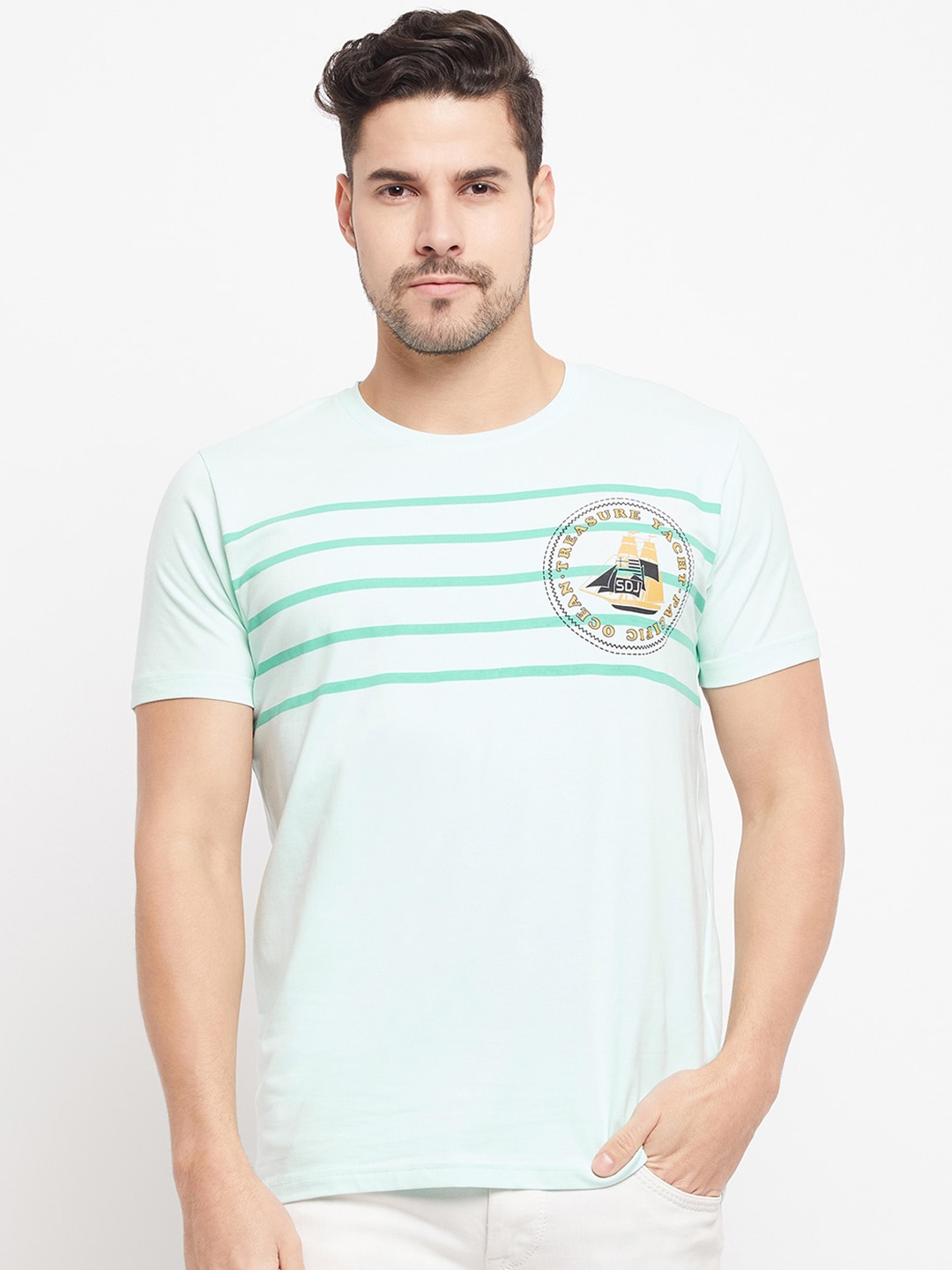 

Duke Striped Cotton Slim Fit T-shirt, Green