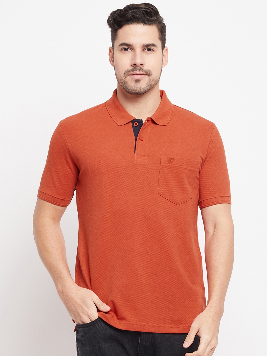 

Duke Polo Collar Cotton T-shirt, Rust