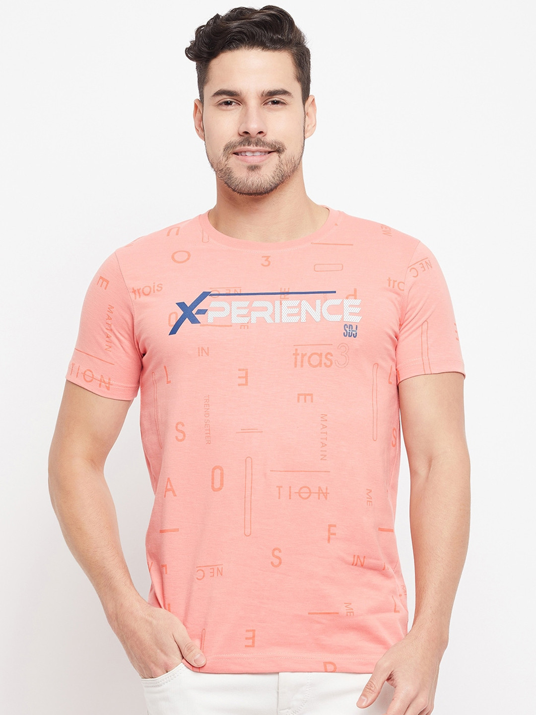 

Duke Typography Printed Cotton Slim Fit T-shirt, Peach