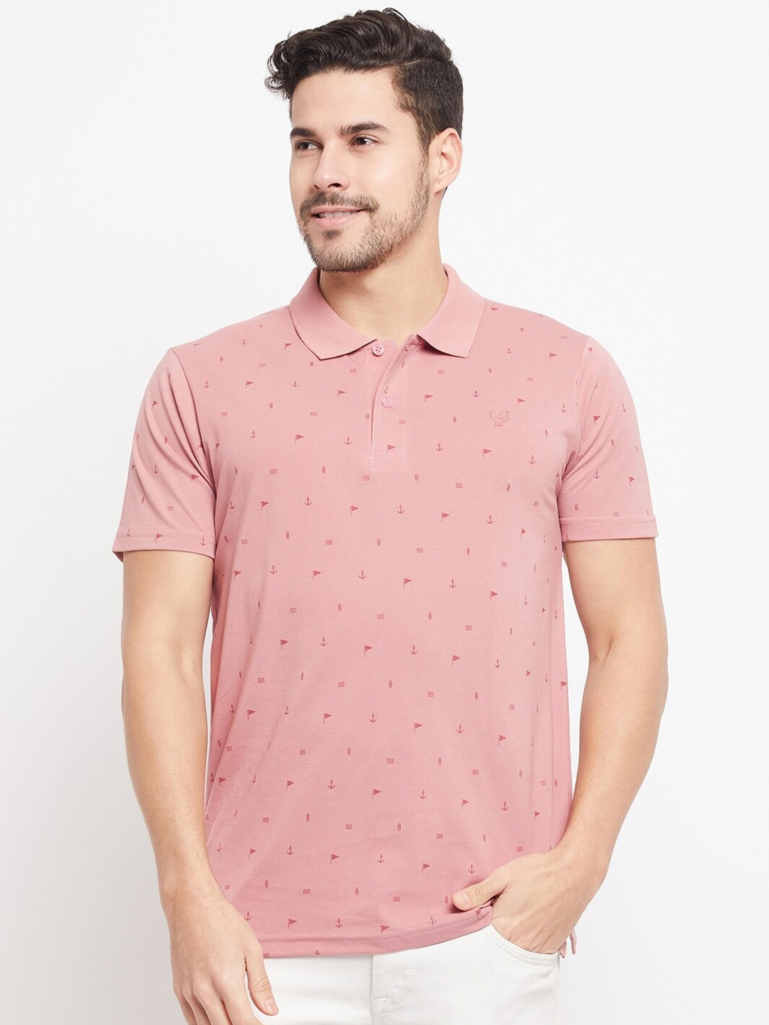 

Duke Conversational Printed Polo Collar Cotton Slim Fit T-shirt, Mauve