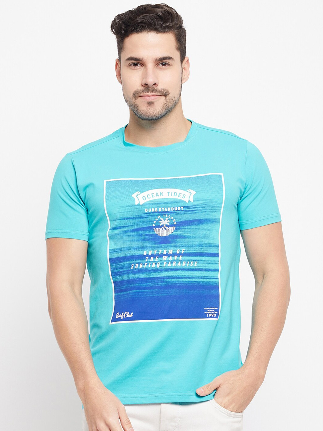 

Duke Typography Printed Cotton Slim Fit T-shirt, Blue