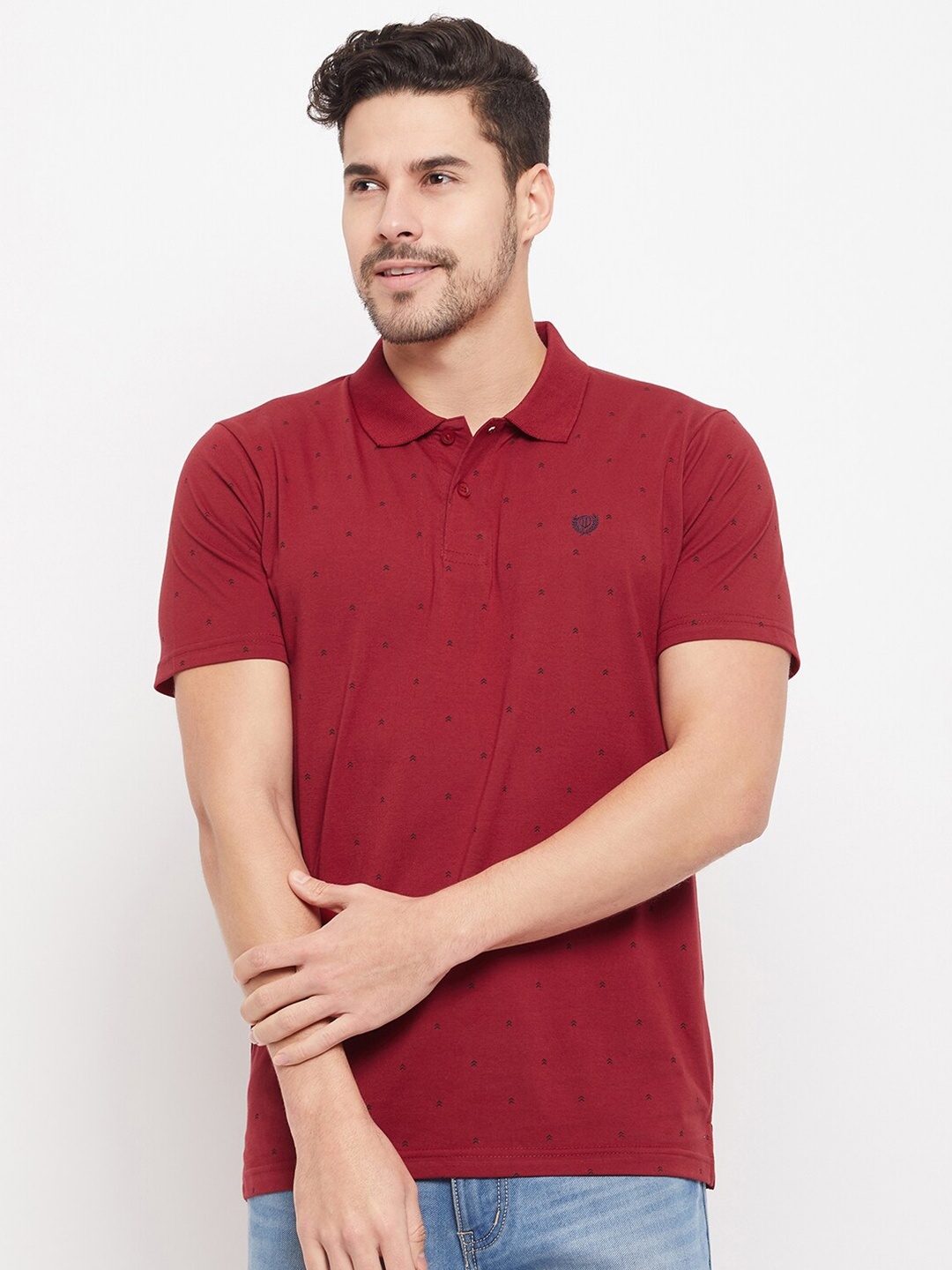 

Duke Conversational Printed Polo Collar Cotton Slim Fit T-shirt, Red