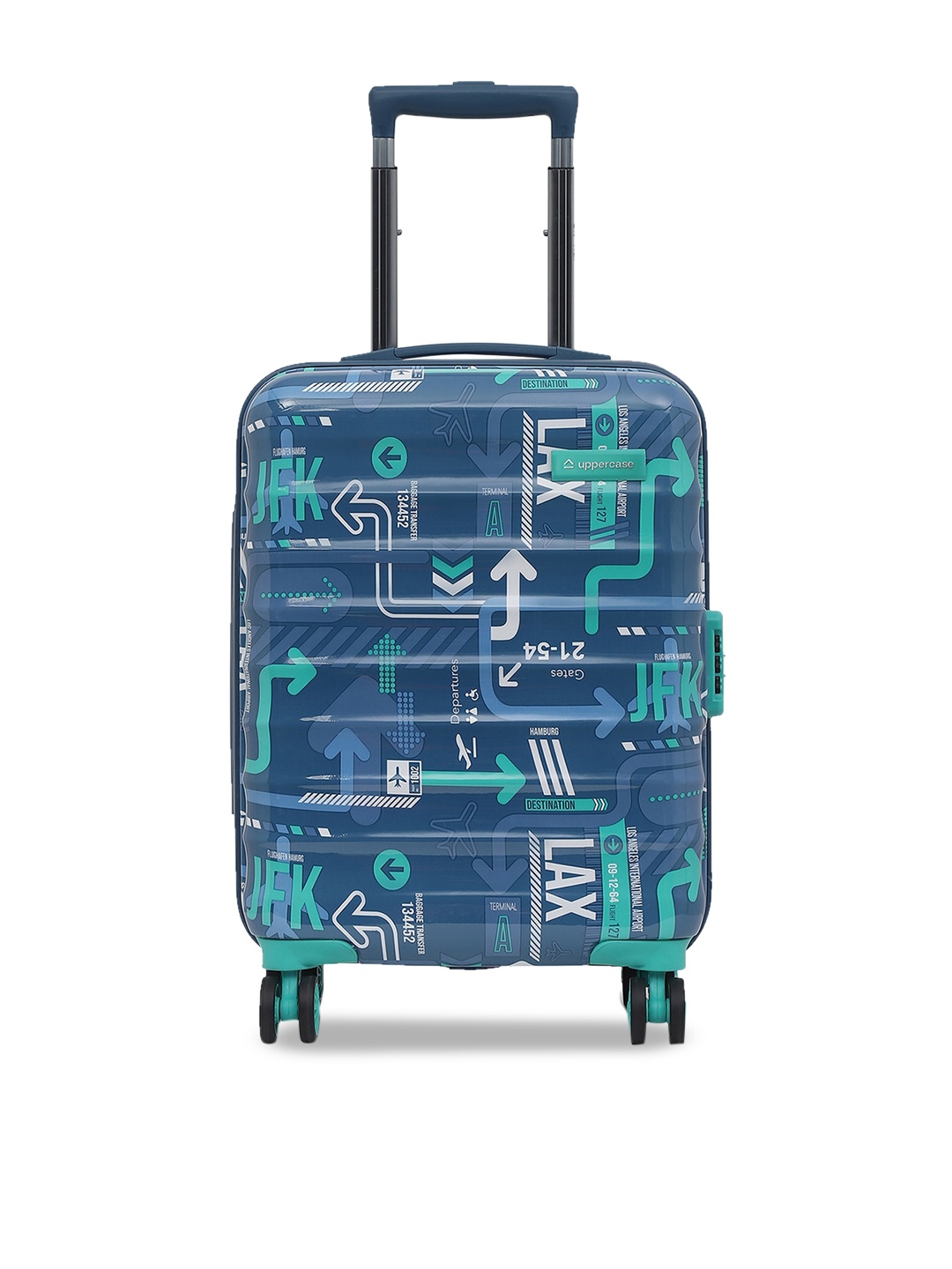 

uppercase Printed Hard-Sided Cabin Trolley Suitcase, Blue