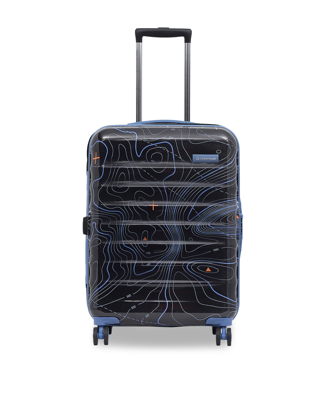 

uppercase Printed Hard-Sided Medium Trolley Suitcase, Black