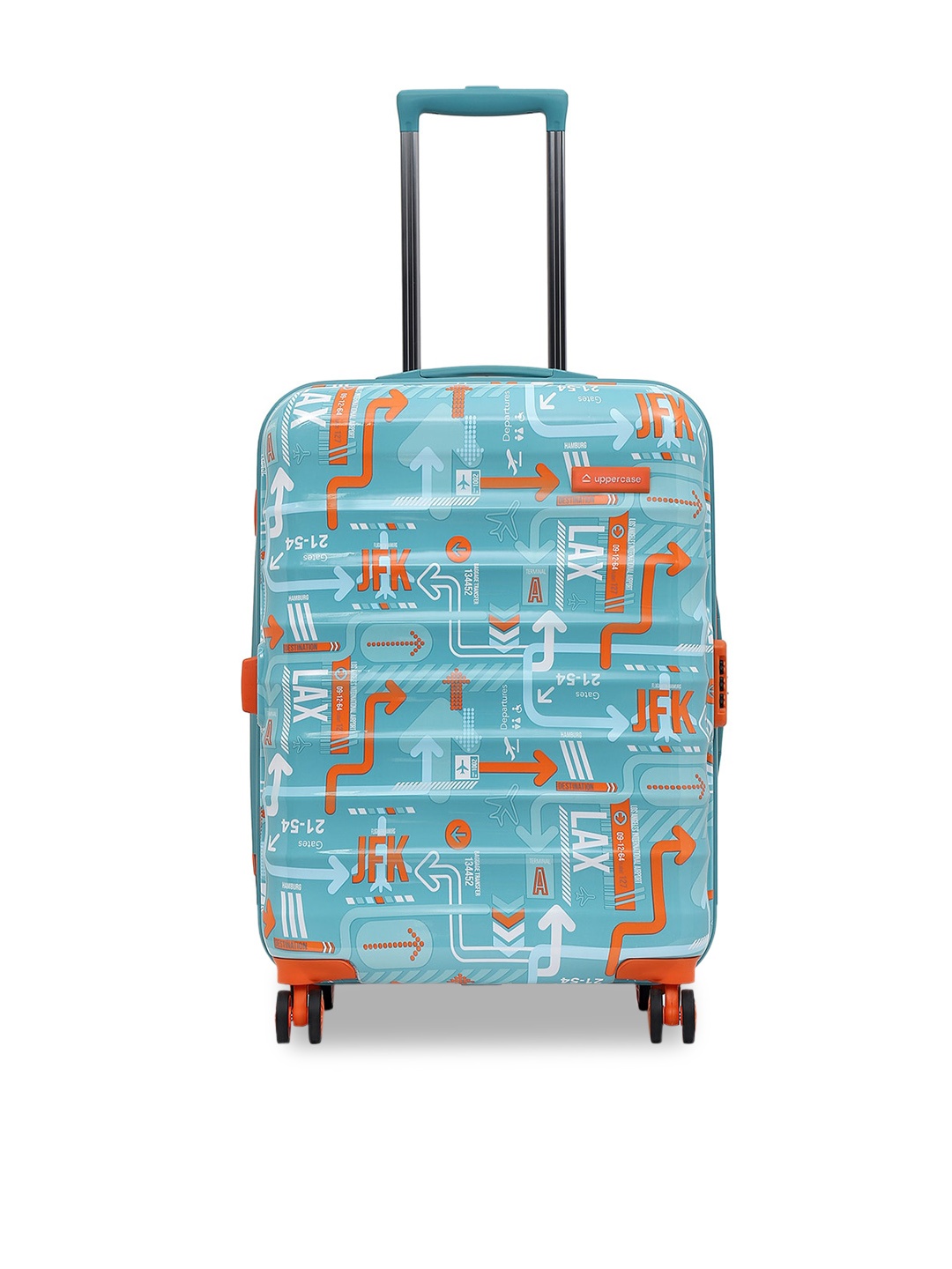 

uppercase Printed Hard Sided Medium Trolley Suitcase, Blue