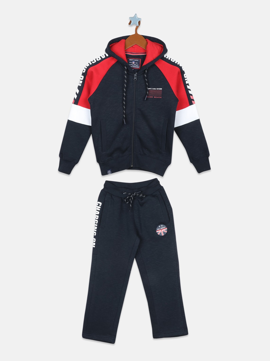 

Monte Carlo Boys Colourblocked Mid-Rise Hooded Tracksuits, Navy blue