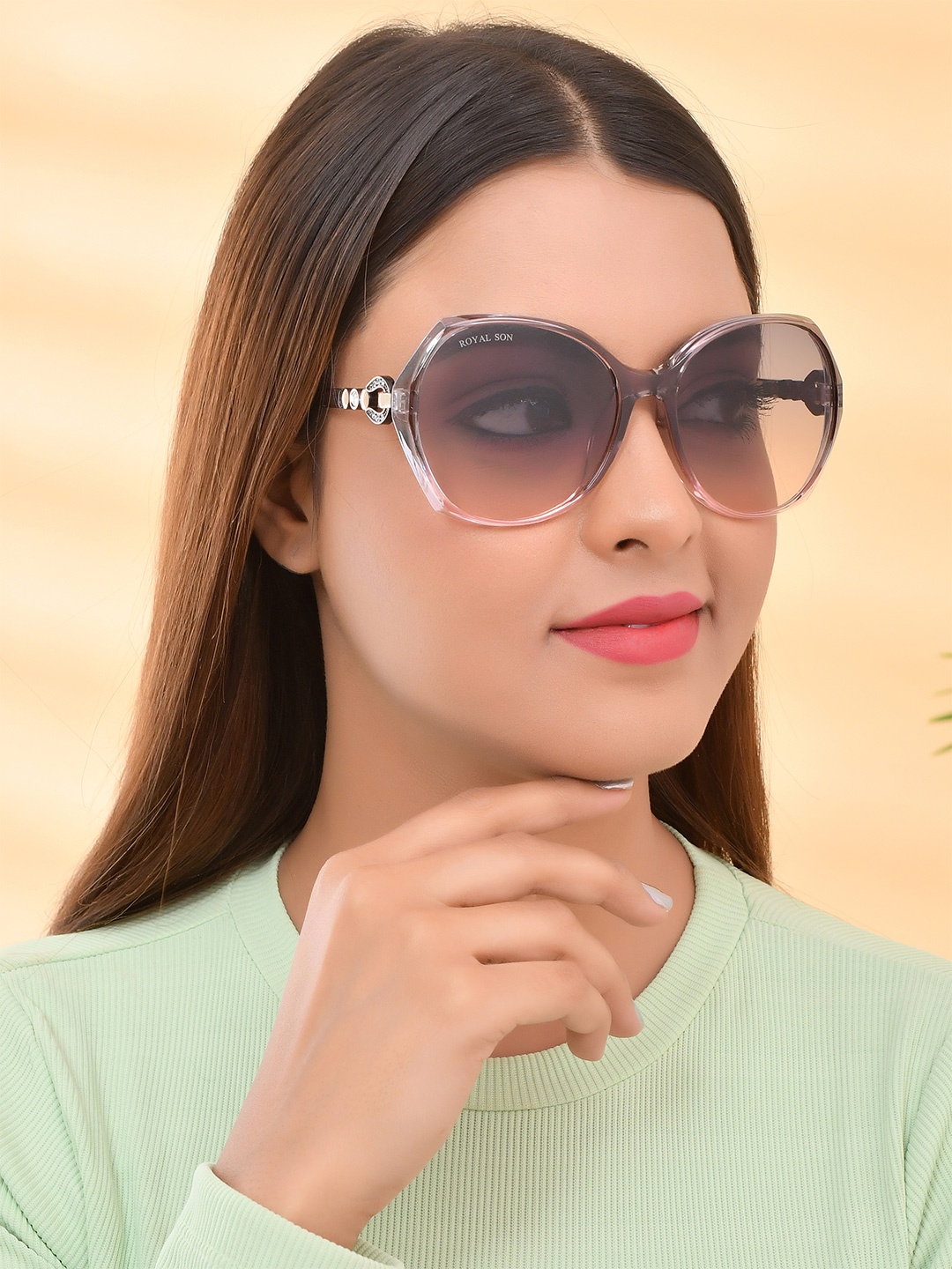 

ROYAL SON Women Oversized Sunglasses with UV Protected Lens, Black