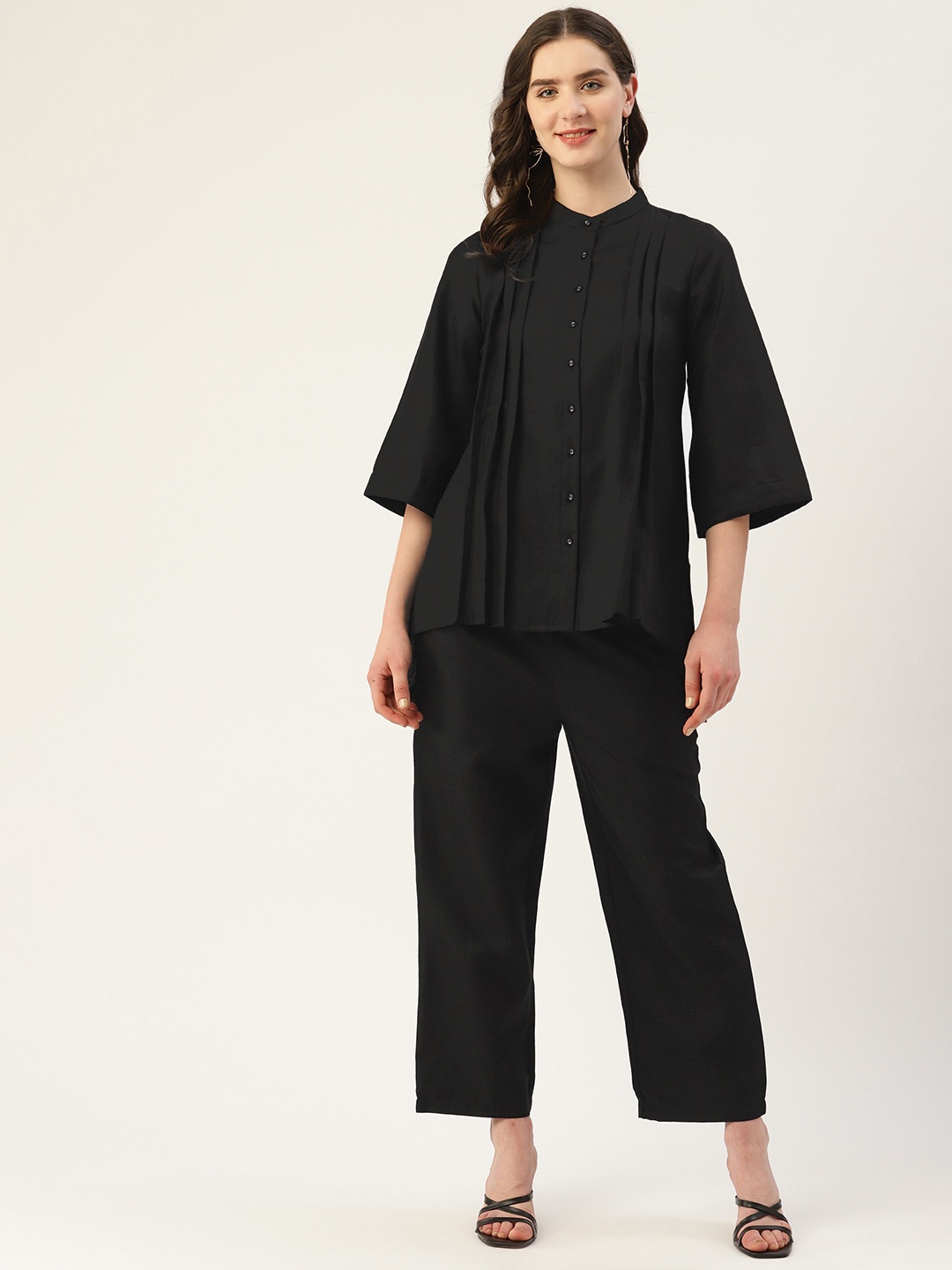 

Off Label Women Top With Trousers Set, Black