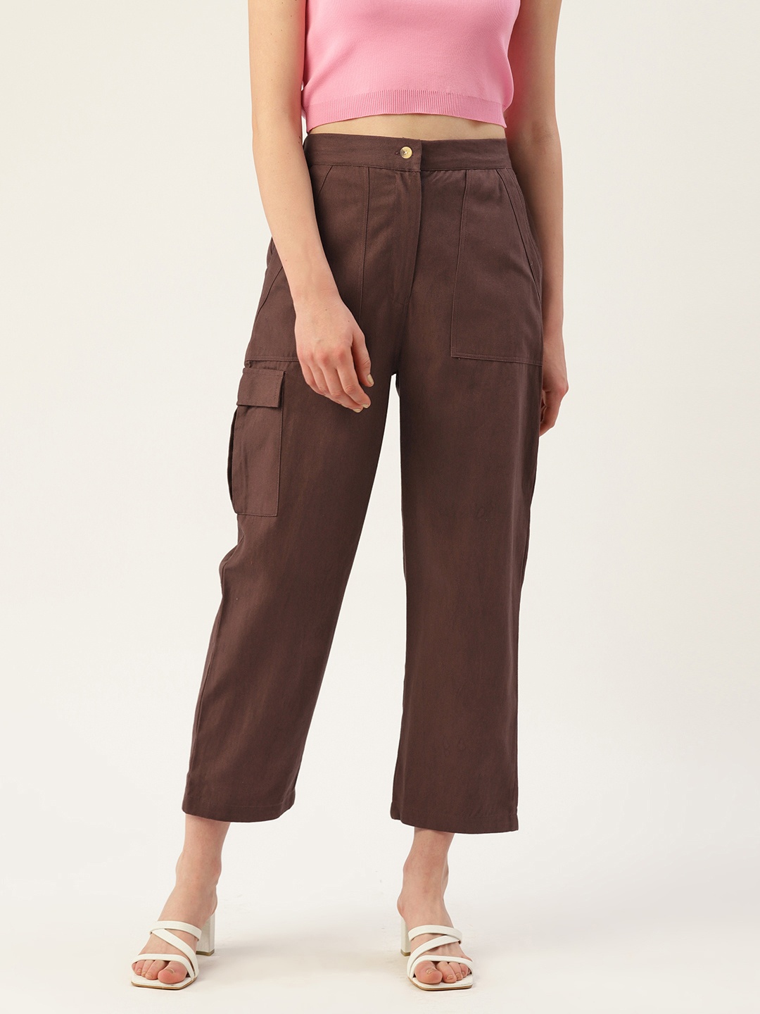 

Off Label Women Relaxed Cargos Trousers, Brown