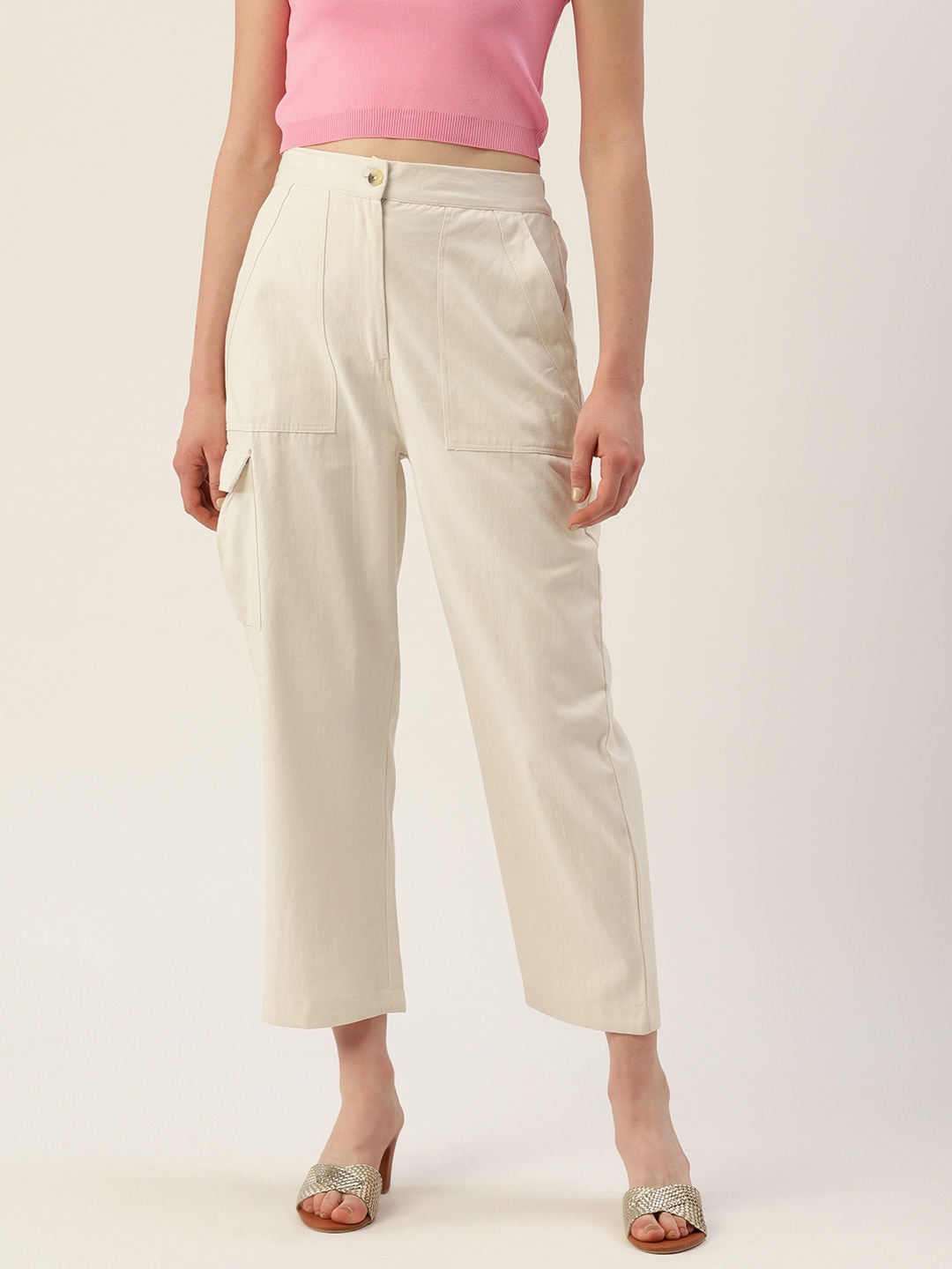 

Off Label Women Relaxed Cargos Trousers, White