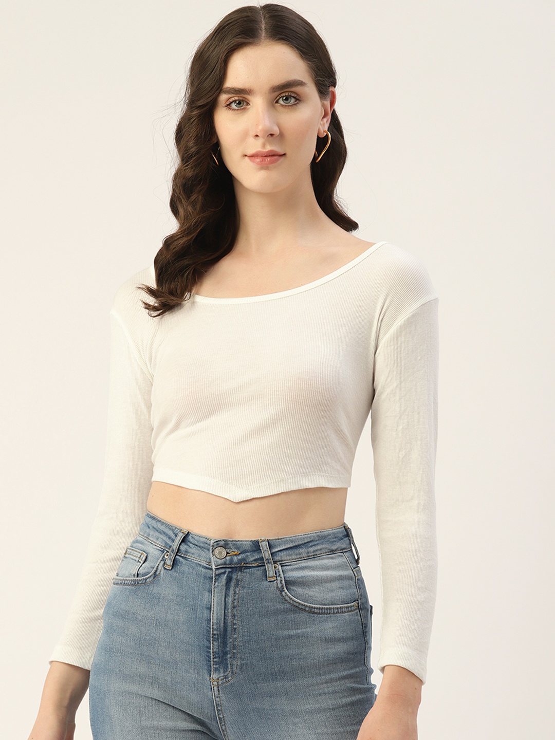 

Off Label Ribbed Fitted Crop Top, White