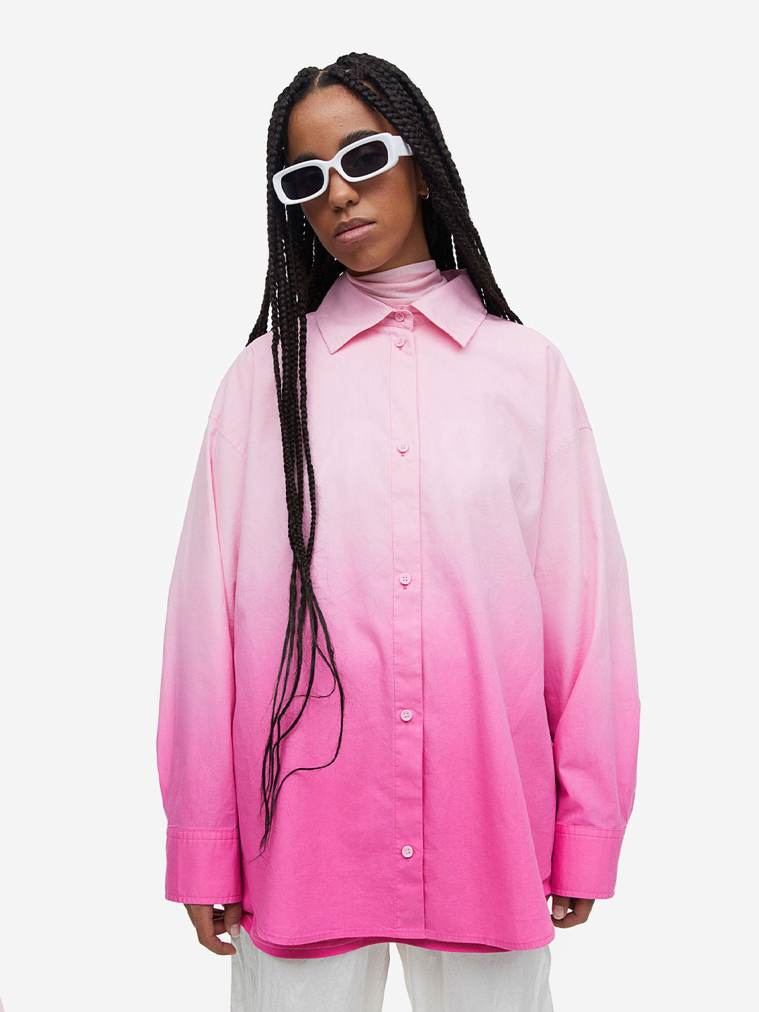 

H&M Women Oversized Cotton Shirt, Pink