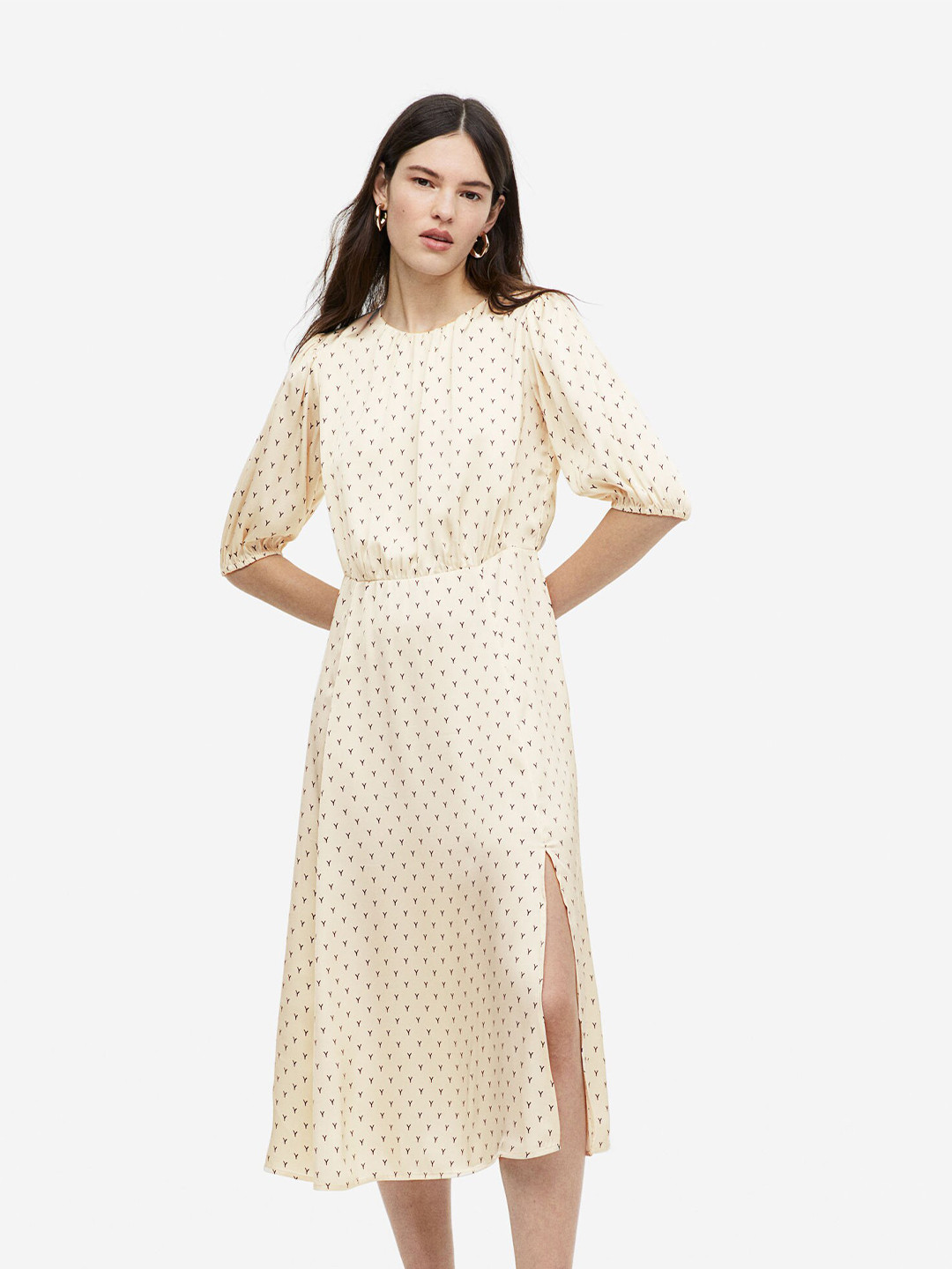 

H&M Gathered Dress, Cream