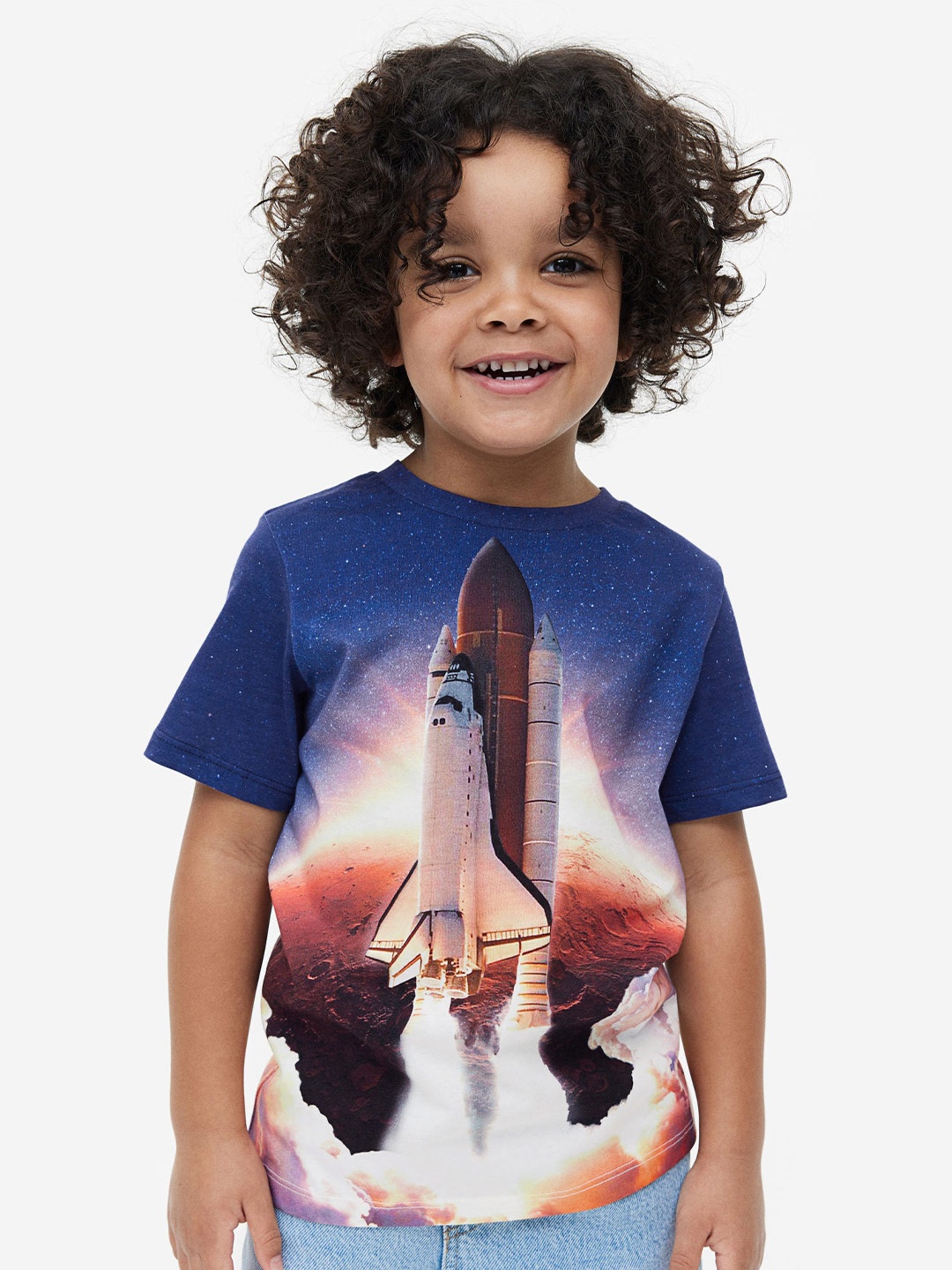 

H&M Boys Printed Pure Cotton Jersey T-shirt, Blue