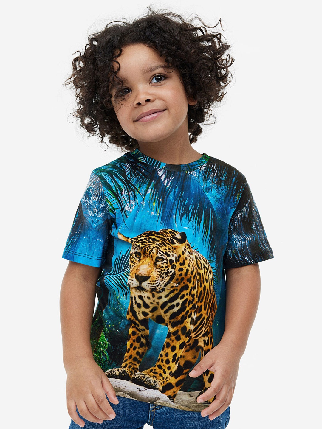 

H&M Boys Printed Pure Cotton Jersey T-shirt, Blue