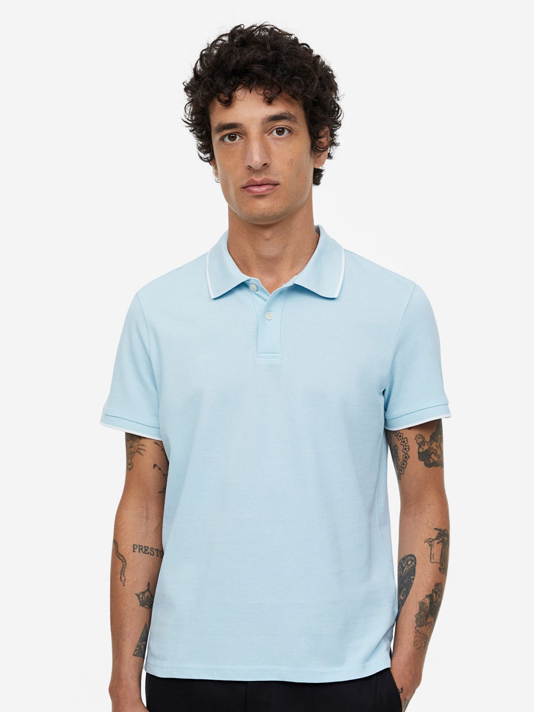 

H&M Slim Fit Cotton Polo Shirt, Blue
