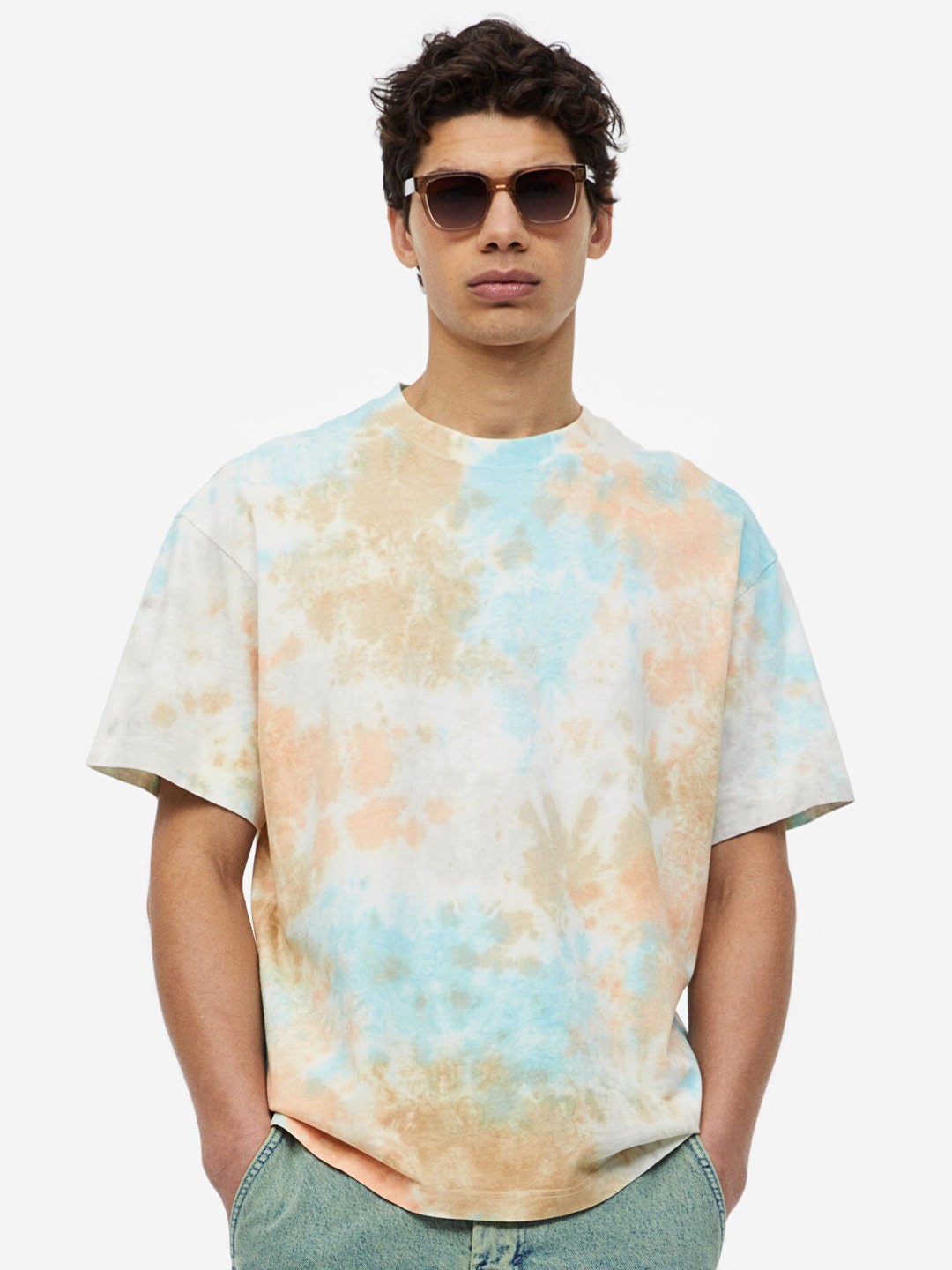 

H&M Relaxed Fit Patterned Pure Cotton T-shirt, Blue