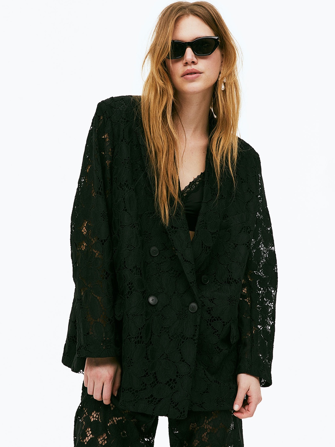 

H&M Women Lace Blazer, Black