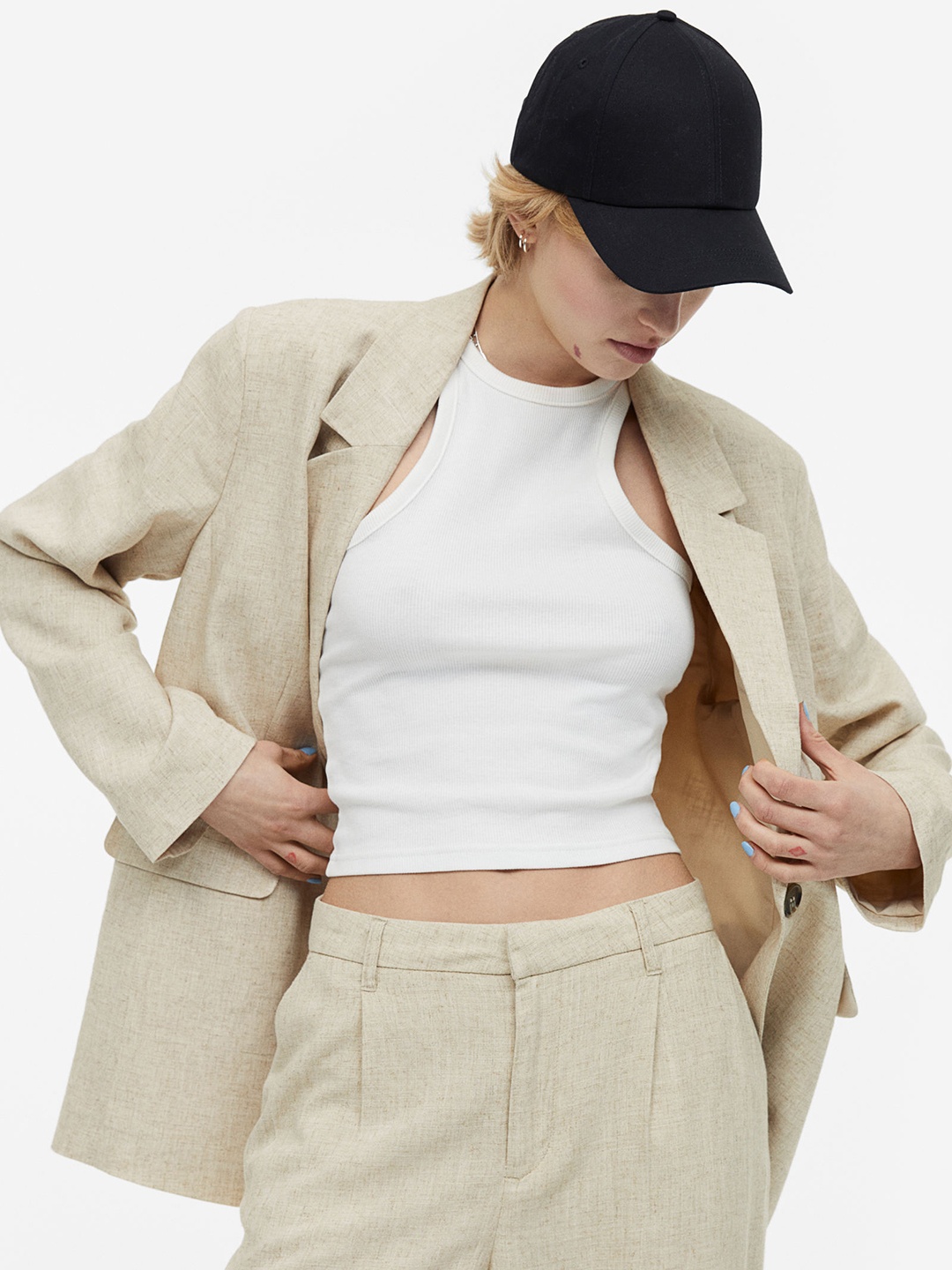 

H&M Single-Breasted Blazer, Beige