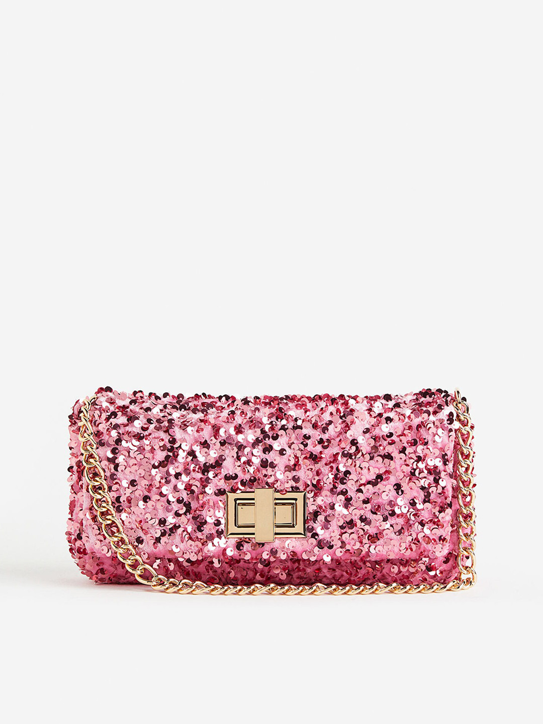 

H&M Sequined Shoulder Bag, Pink