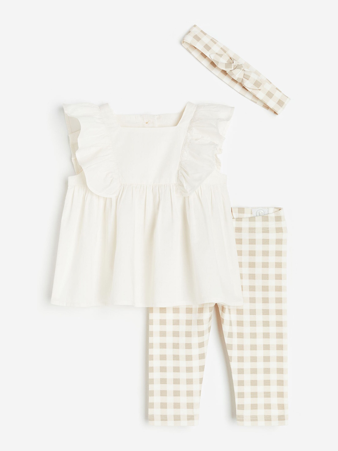 

H&M Girls 3-Piece Cotton Set, Off white
