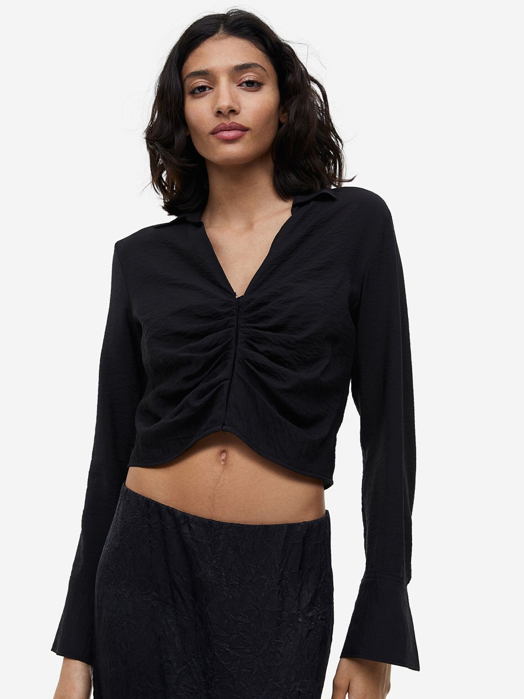 

H&M Women Collared Blouse, Black