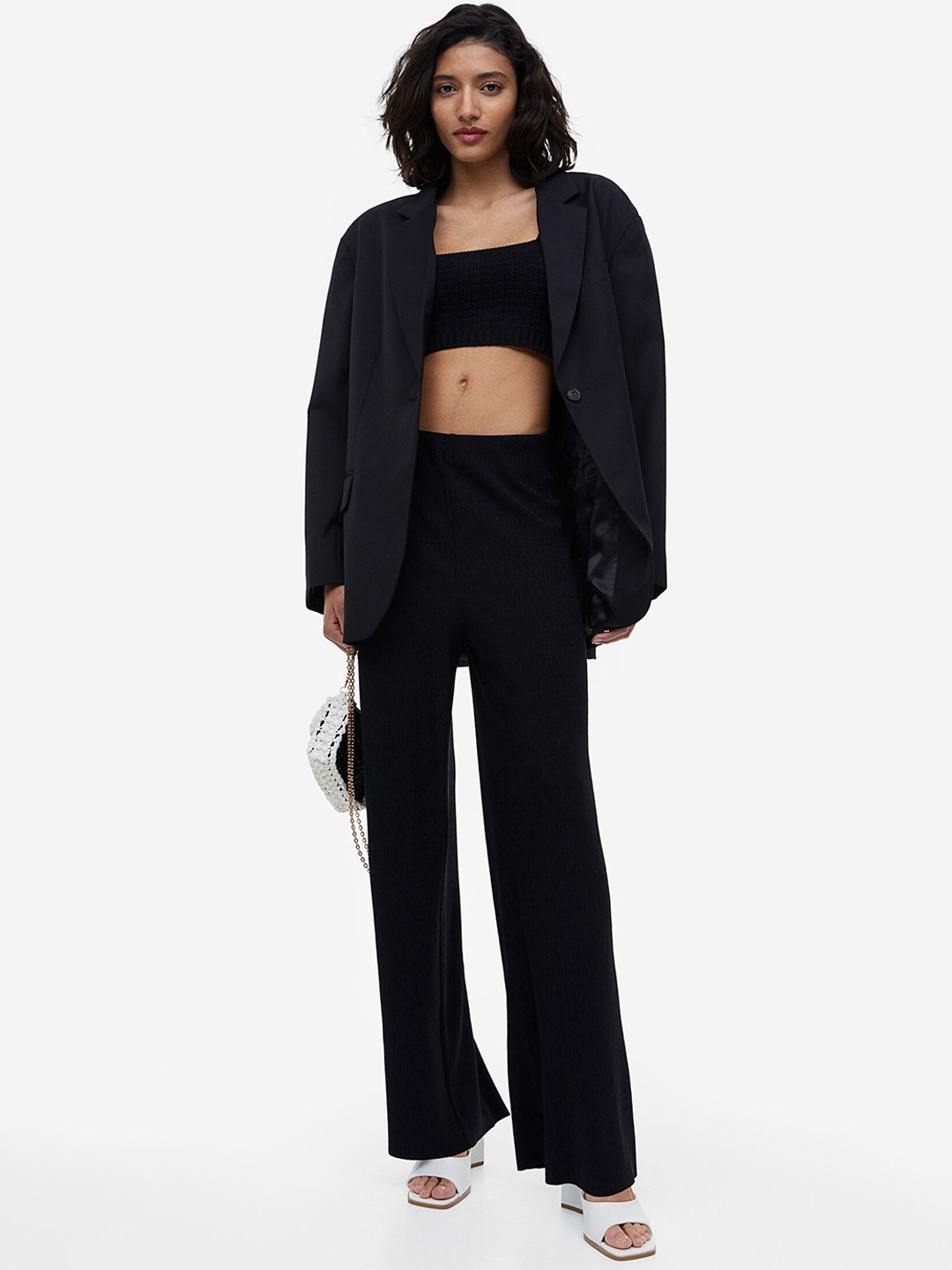 

H&M Women Wide Trousers, Black