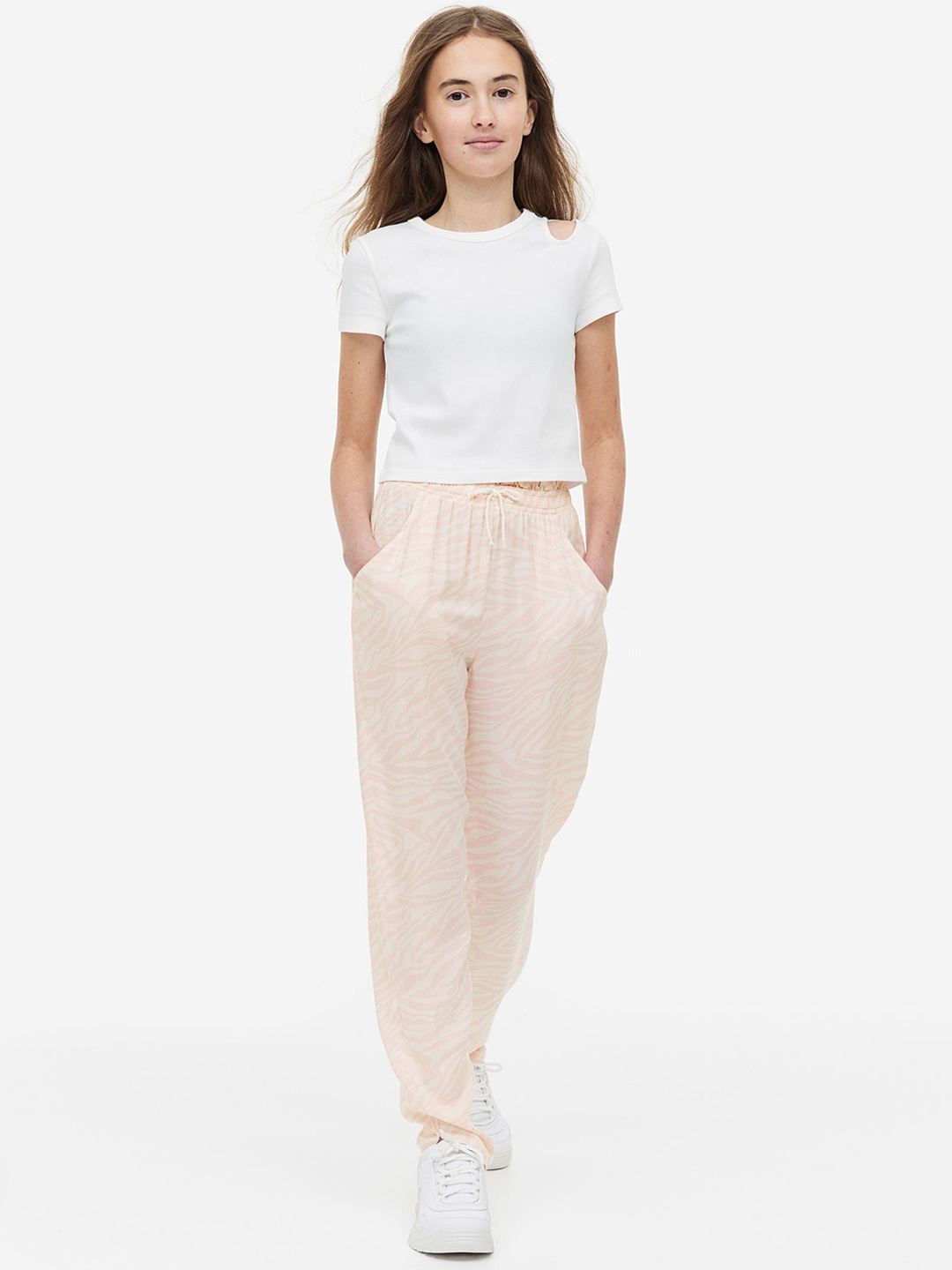 

H&M Girls 2-Pack Paper Bag Trousers, Green