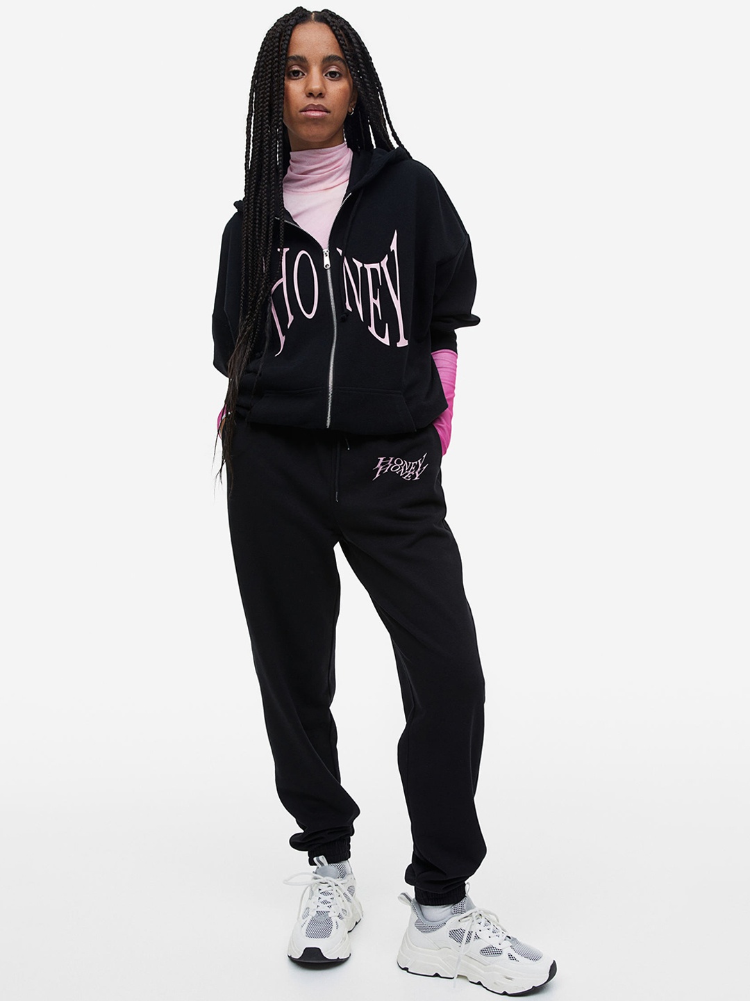 

H&M Women Printed Joggers, Black