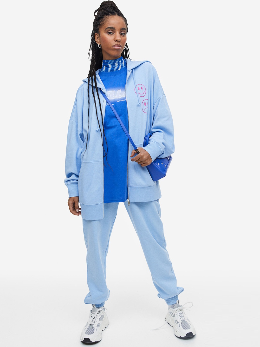 

H&M Women Printed Joggers, Blue