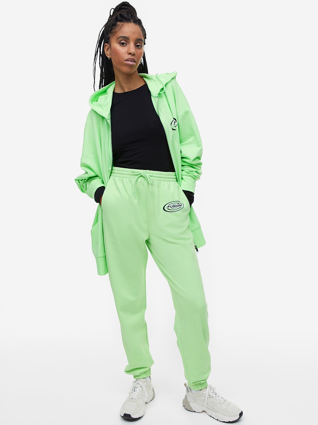 

H&M Women Printed Joggers, Green