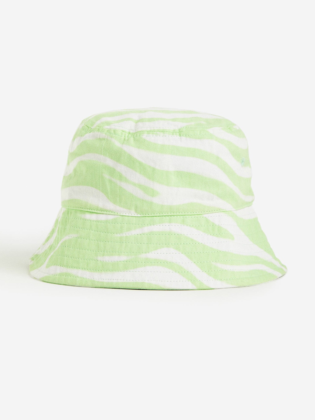 

H&M Women Patterned Pure Cotton Bucket Hat, Green
