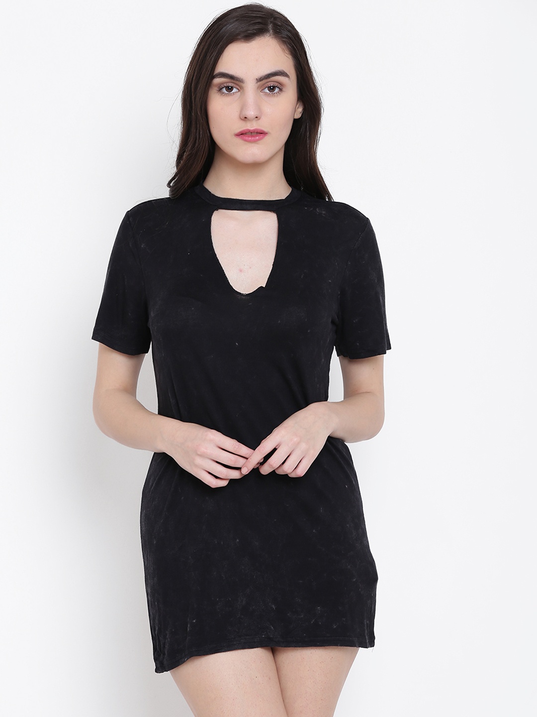 

FOREVER 21 Women Black Solid A-Line Dress