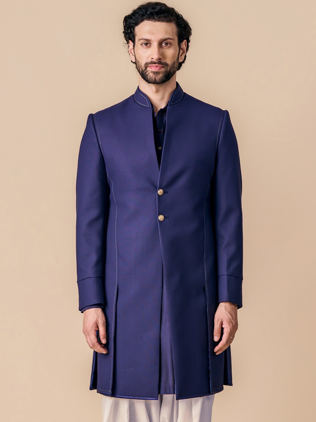 

Tasva Dori Embroidered Sherwani, Navy blue