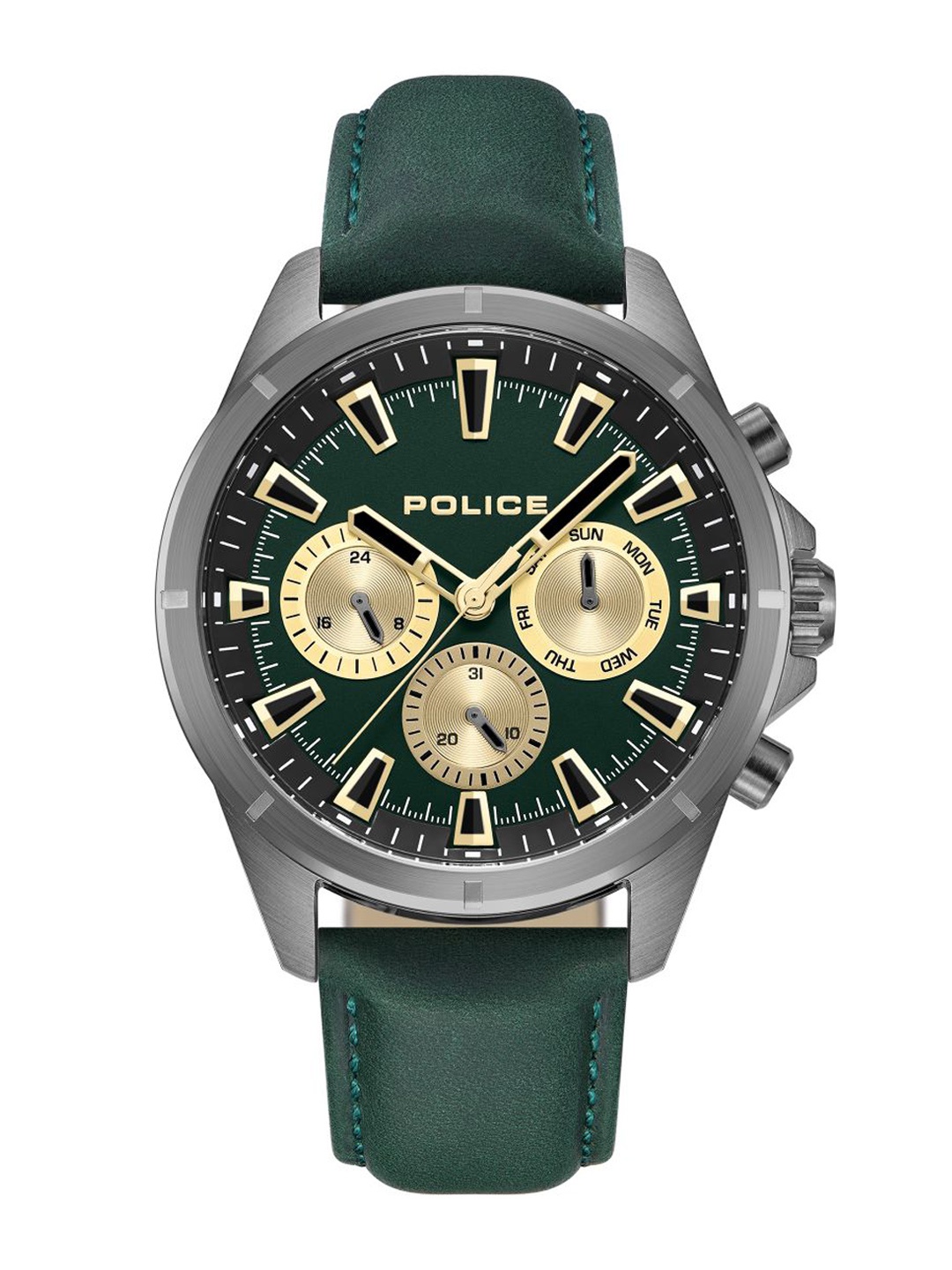 

Police Men Textured Dial & Leather Straps Analogue Watch PLPEWJF0005801, Green