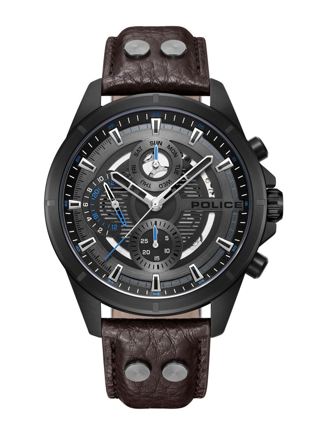 

Police Men Textured Leather Straps Analogue Watch PLPEWJF0004602, Brown
