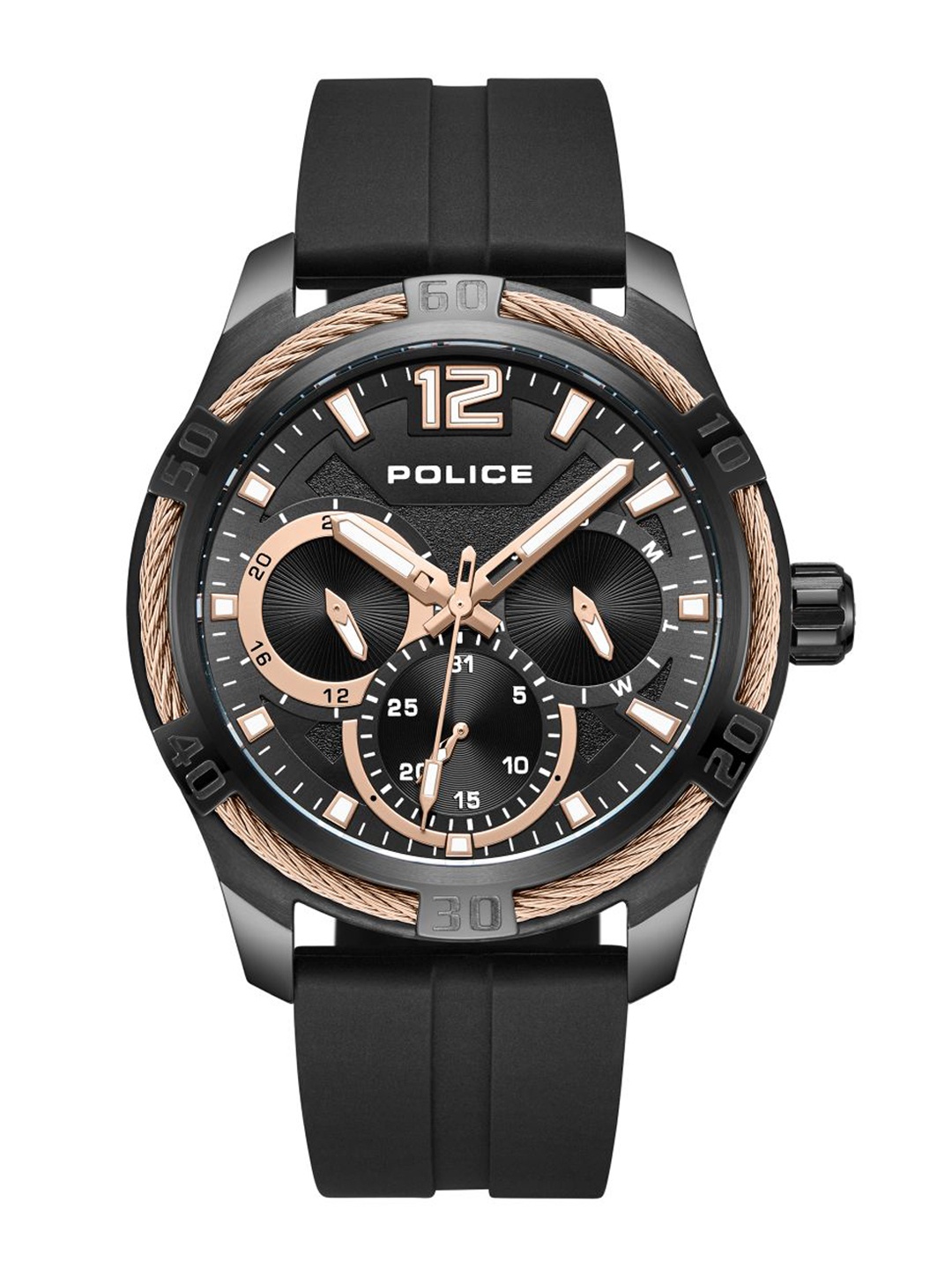 

Police Men Textured Silicon Straps Analogue Watch PLPEWJQ0005304, Black