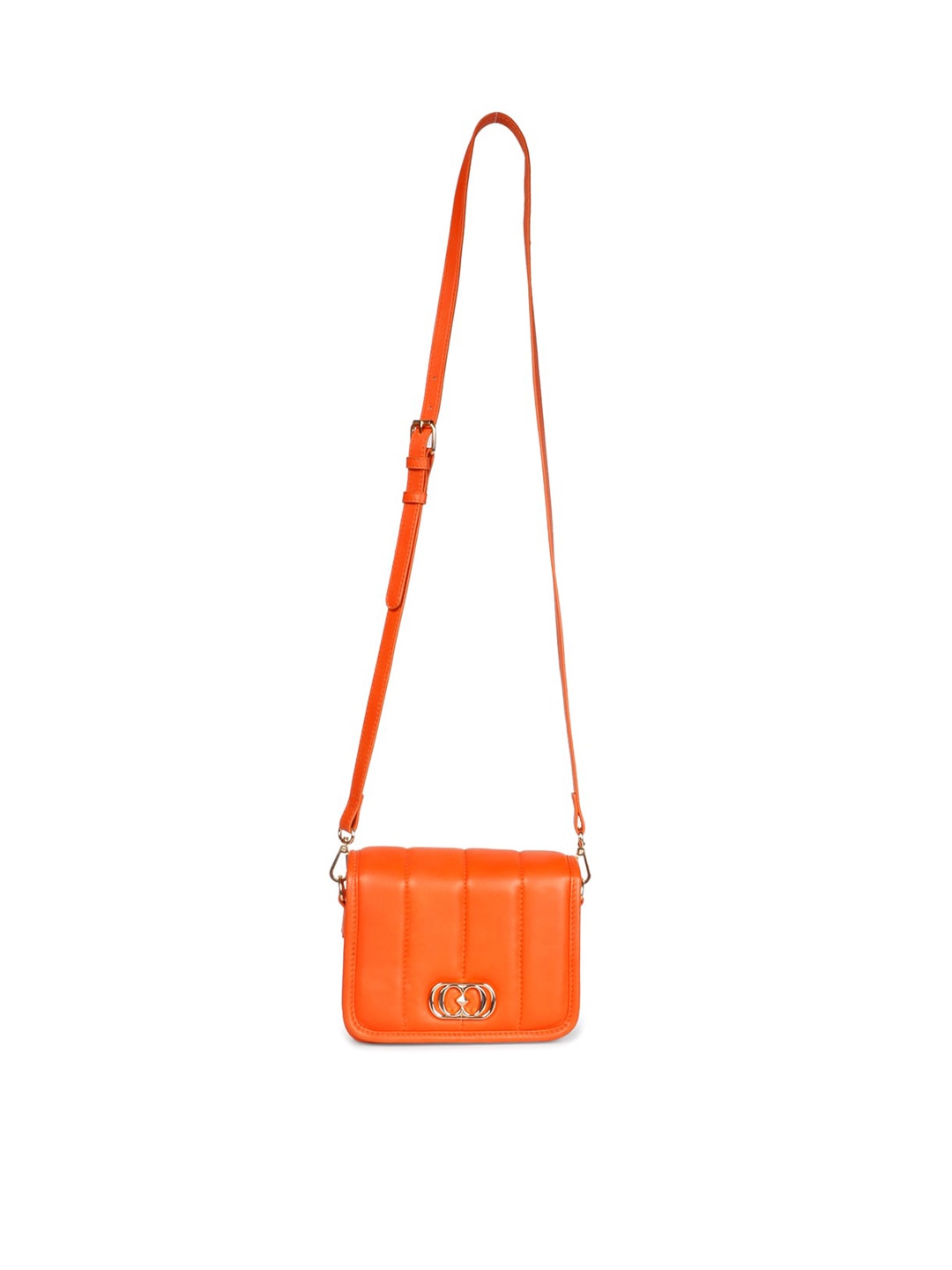 

Saint G Leather Structured Sling Bag With Quilted, Orange