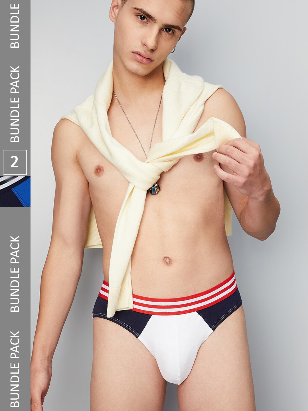 

max Pack Of 2 Poly Cotton Colourblocked Basic Briefs, White
